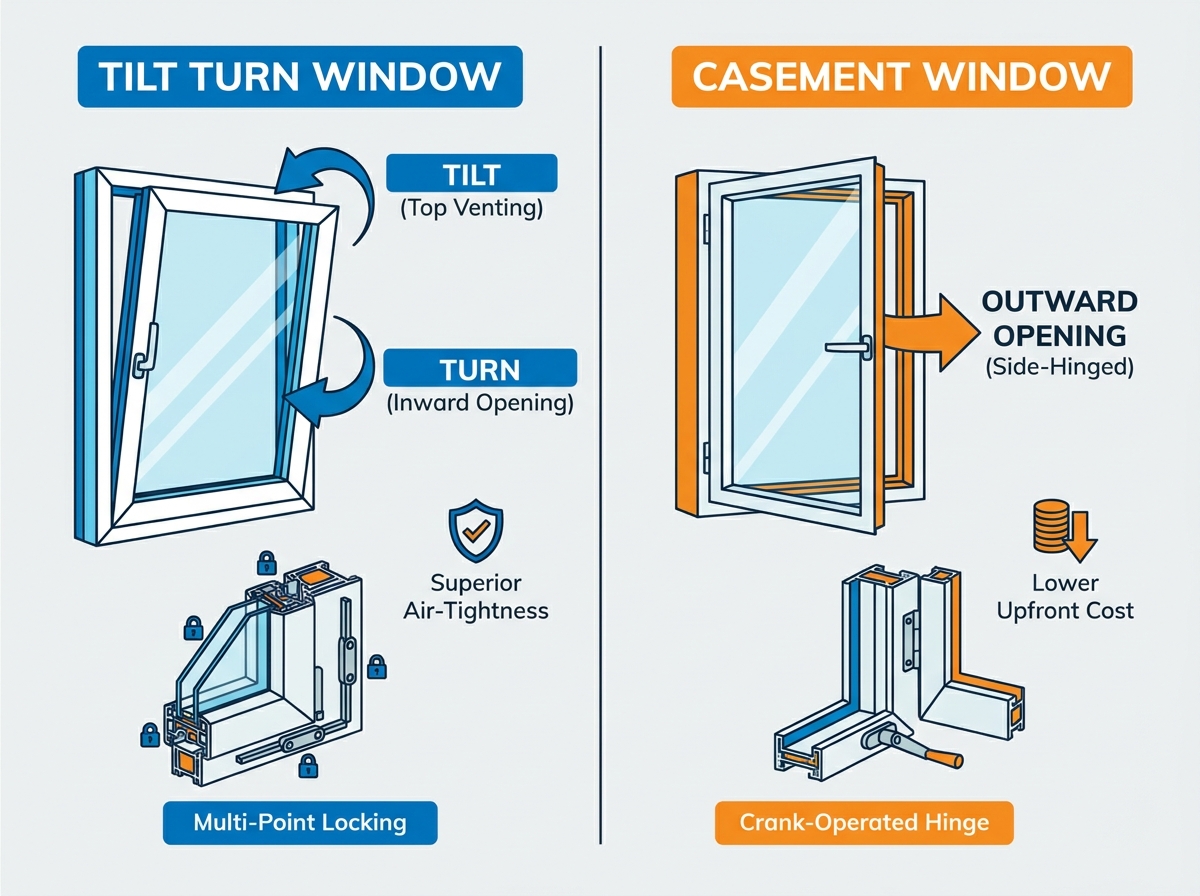 Casement vs tilt turn window architectural comparison